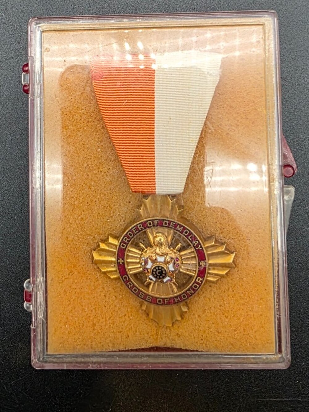 Vintage Order of Demolay Cross of Honor Medal with Ribbon M1